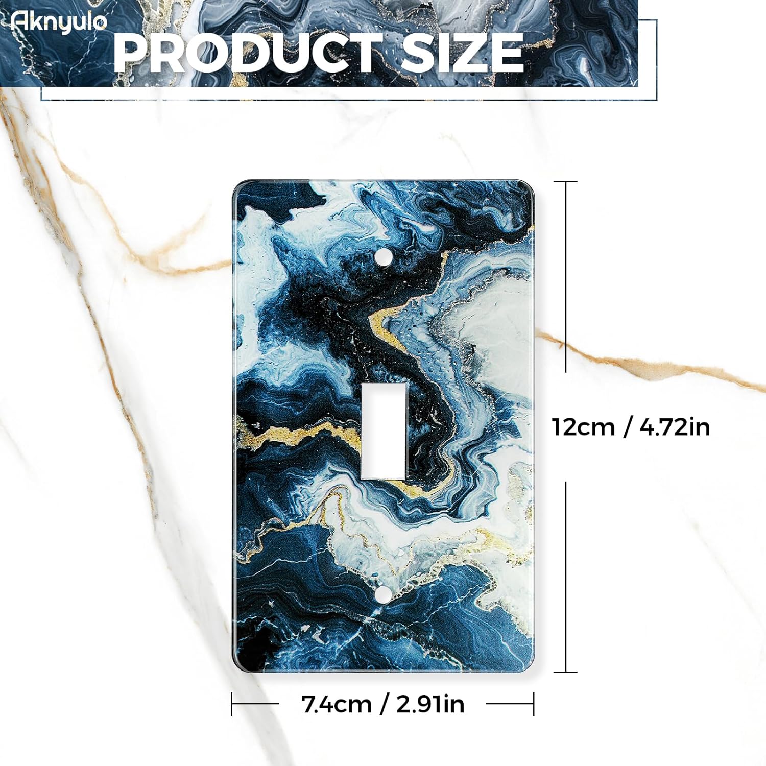 Art Light Switch Covers Luxurious Blue and Gold Marble Acrylic Light Switch Plates Single Toggle Wall Plate Decorative Switch Cover Acrylic Electrical Switch Plates