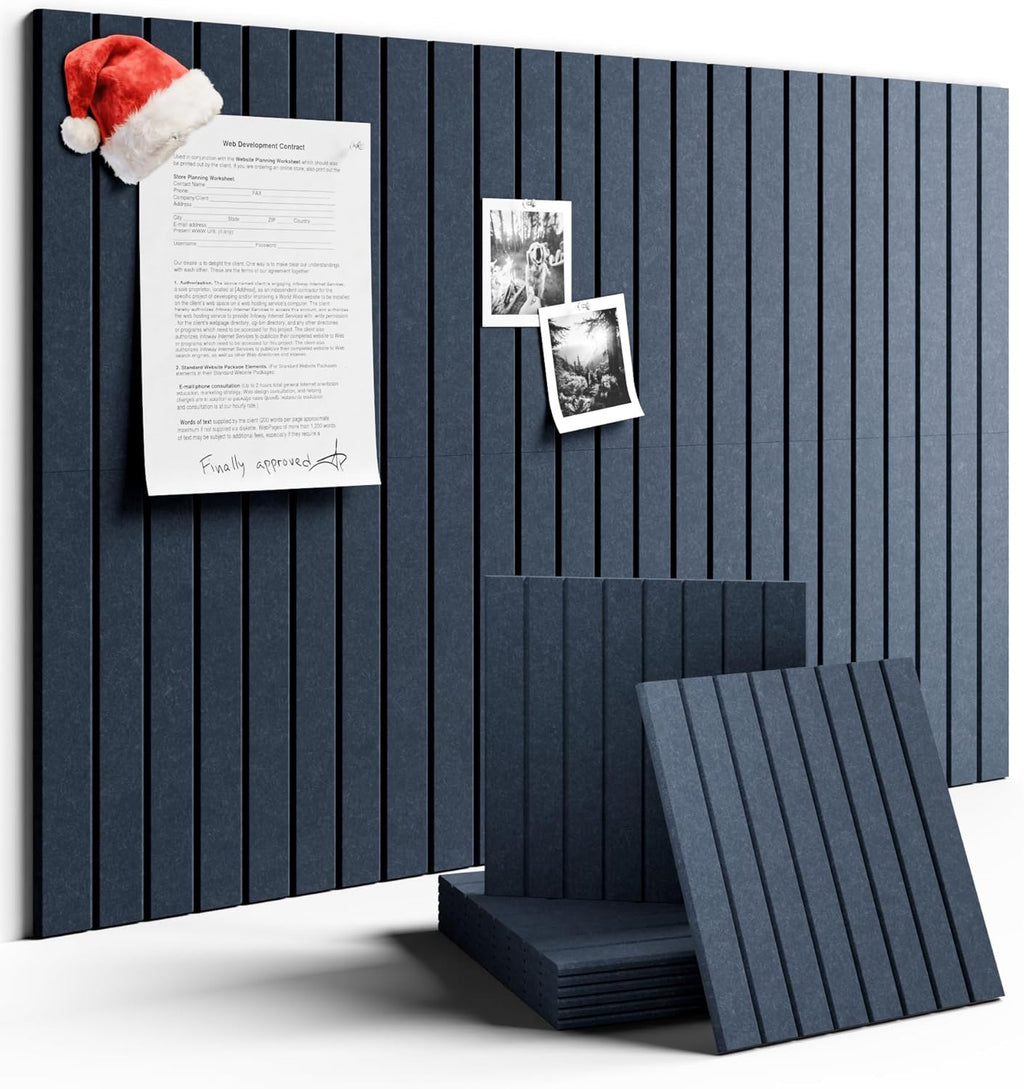 Large Felt Bulletin Board 36" x 24" Cork Board Alternative-6 Pack with 40 Safe Removable Adhesive Tabs, Cork Boards for Walls Cork Board for Home Office Classroom Pin Board-Navy Blue