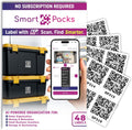 SmartPacks QR Stickers - Premium Smart Labels for Storage Bins | Advanced Pack and Track Labels with QR Code for Inventory, Storage, Moving | 48 Stickers