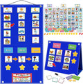 Large Visual Schedule for Kids with Autism Chore Chart for Kids Daily Routine Chart Autism Learning Materials Toddler Planning Board Visual Schedule for Classroom, Home with 124 Cards (Blue)