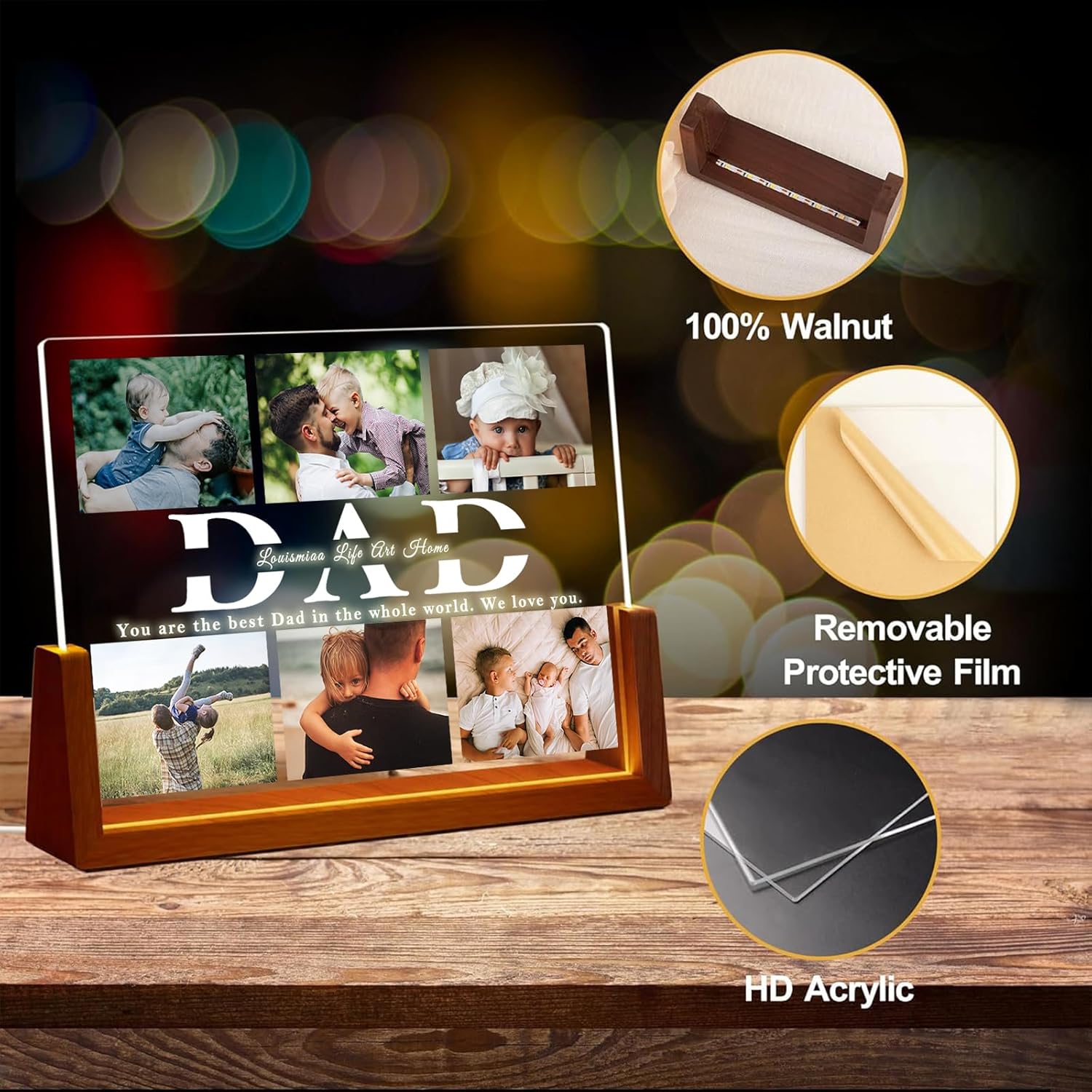 LOUISMIAA Customized Picture Frames Night Light,Decorative Plaque Anniversary Birthday Mother’s Day Father’s Day Valentine’s Personalized Gifts for Boyfriend Girlfriend Couple Women Same Day Shipping