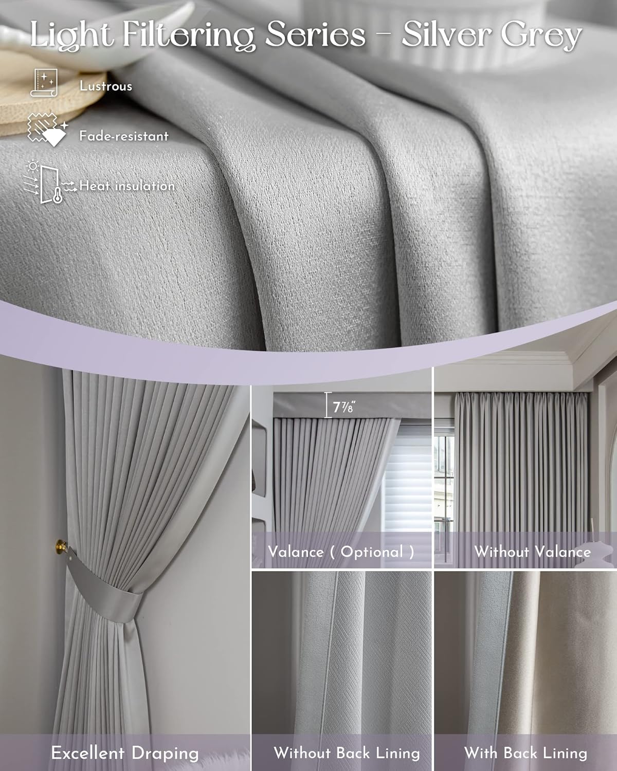 Graywind Hardwired Smart Curtains Motorized Curtains with Remote Alexa Google Control for Sliding Door Room Darkening Drapes One-Way or Split Draw, Custom Width to 220" (Silver Grey)
