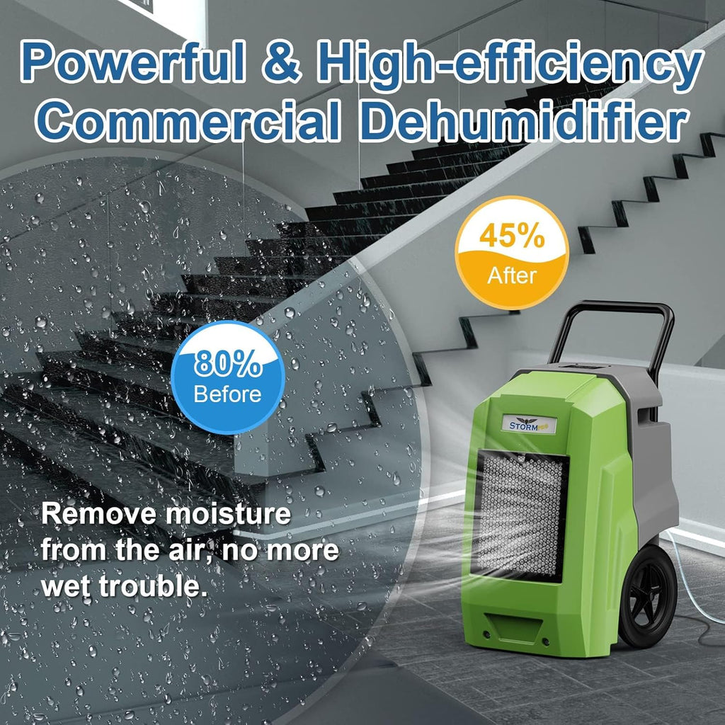 ALORAIR Storm Pro Commercial Dehumidifier 180 PPD, LGR Portable Dehumidifier with Pump, cETL Listed, 5 Years Warranty, LCD Display, for Clean-Up, Flood, Moisture