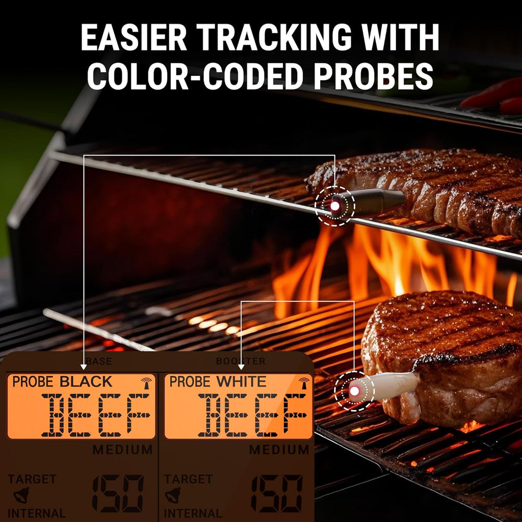 ThermoPro TempSpike 2000FT Wireless Meat Thermometer with 2 Ultra-Thin Meat Probe, Smart Meat Thermometer Digital Wireless for Rotisserie, Smoker, BBQ, Grill and Kitchen Cooking Thermometer