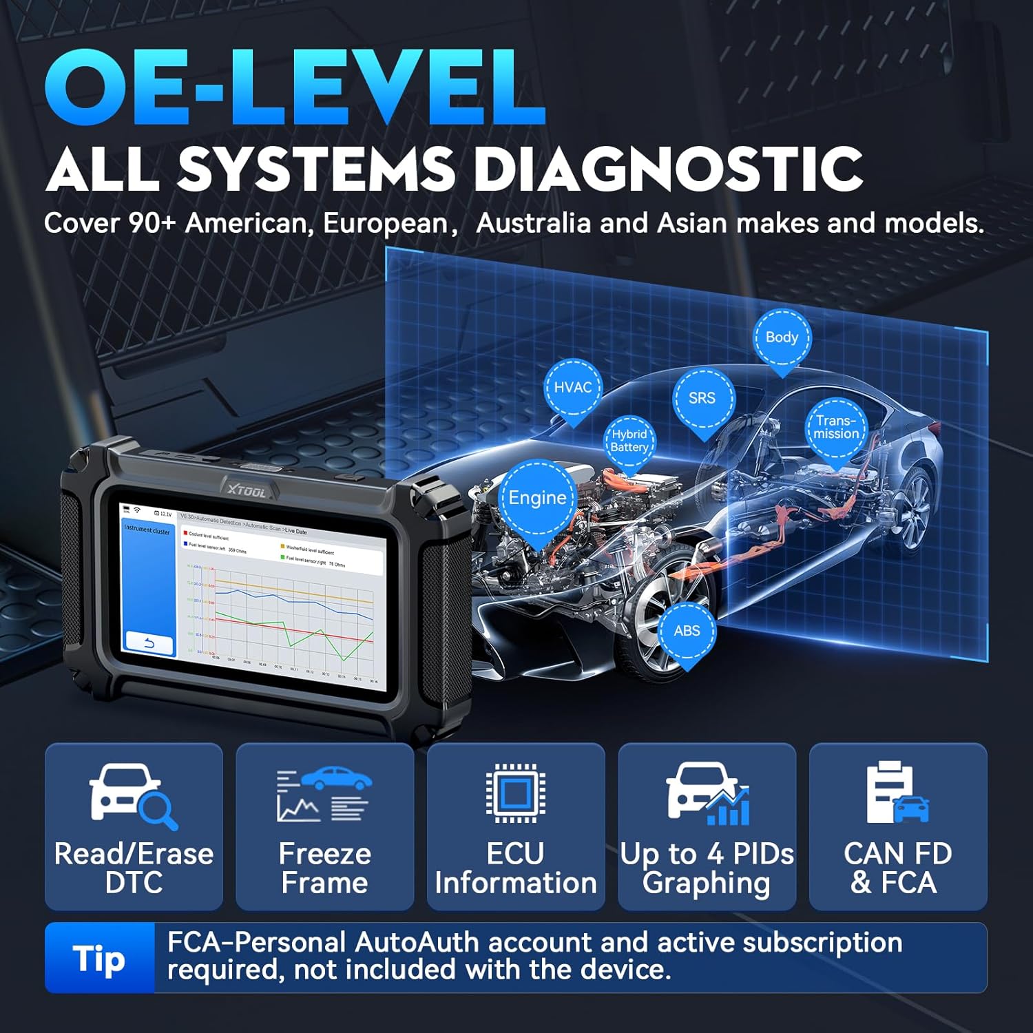 XTOOL D6S OBD2 Scanner Diagnostic Tool, 2026 Car Scanner with 30 Resets, All System Scan Tool with FCA & CAN FD, ABS Bleed, Gearbox Match, Crank Sensor Relearn, Lifetime Update, Upgraded of D5S