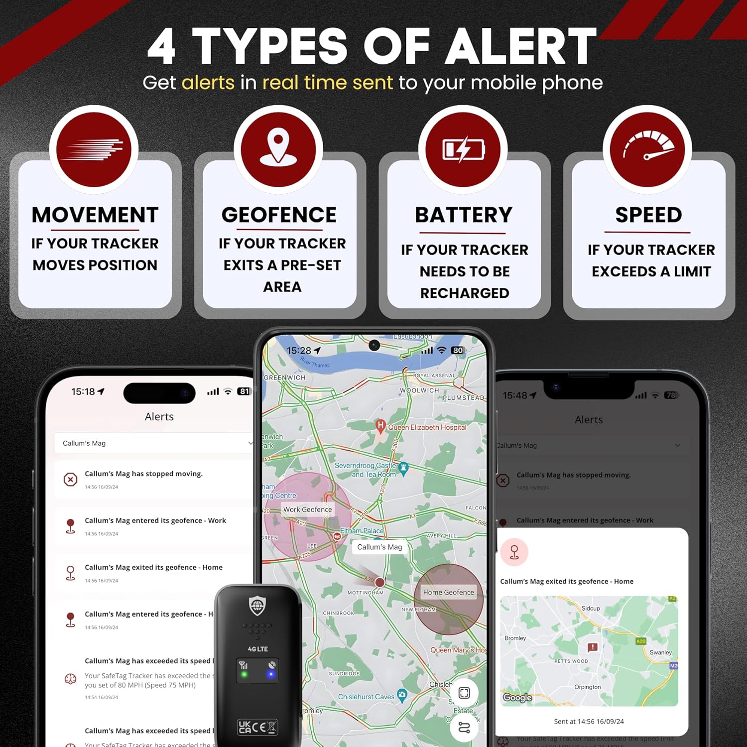 Mini 4G - 4G LTE Rechargeable Mini GPS Tracker, Car, Van, Motorbike etc. 34-205 Countries, Real Time Tracking and Notifications, 7 Day Free Trial - Sim Included, 12 Month Warranty