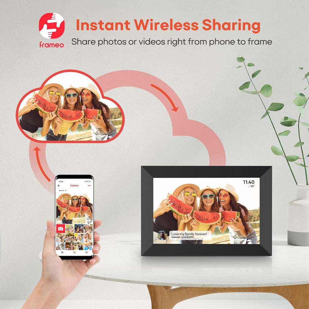 BIGASUO Digital Picture Frame, 10.1" Frameo Digital Frame WiFi with 32GB Memory, 1280x800 IPS Touch Screen, Send Photos/Videos from Your Phone Anywhere, Photo Gifts for Parents and Grandparents 4 Pack