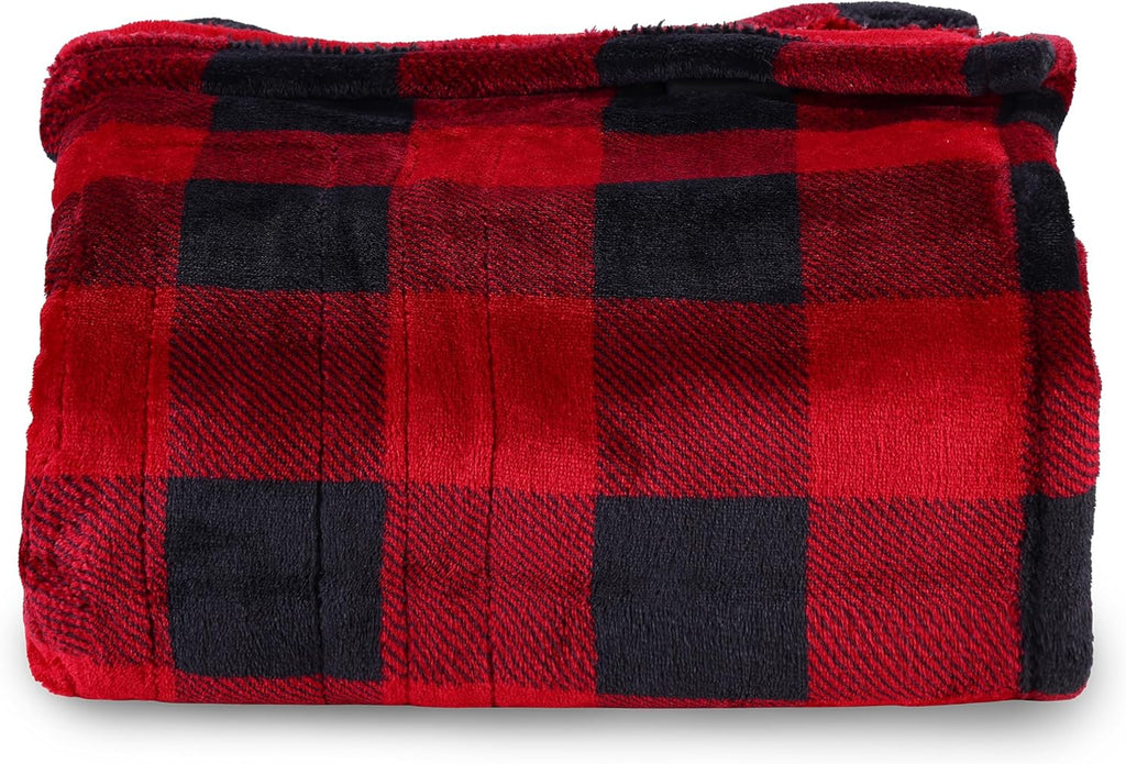 SUNVIVI Heated Blanket 50" x 60", Heating Electric Throw Blanket, 10 Heat Settings, 12 Hours Auto Off, Machine Washable, ETL Certified, Overheating Protection, Black & Red