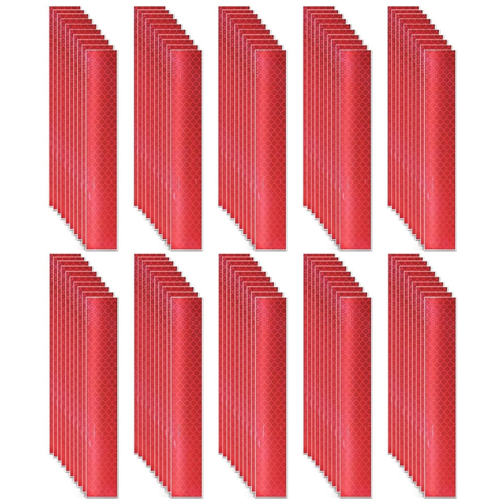 Non Fading Red Reflective Stickers 1 inch X 6 inch, Outdoor Waterproof High Visibility Warning Safety Adhesive Reflector Tape (100 Pcs)