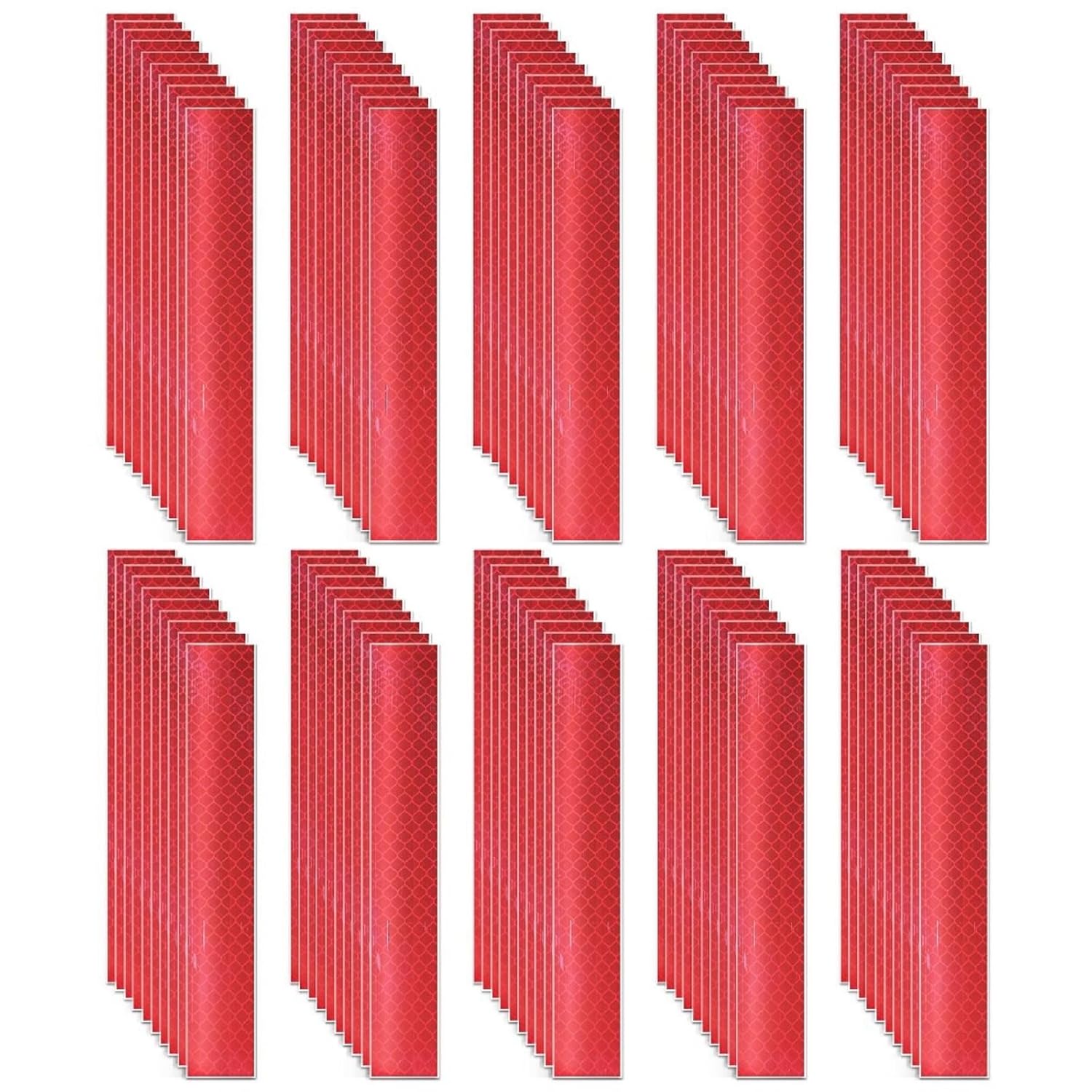 Non Fading Red Reflective Stickers 1 inch X 6 inch, Outdoor Waterproof High Visibility Warning Safety Adhesive Reflector Tape (100 Pcs)