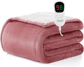 Homemate Electric Heated Blanket Full Size - 72"x84" Heating Blanket Full Size 1/2/4/6/8 Hours Auto-Off 10 Heat Level Over-Heat Protection Flannel Sherpa ETL Certification