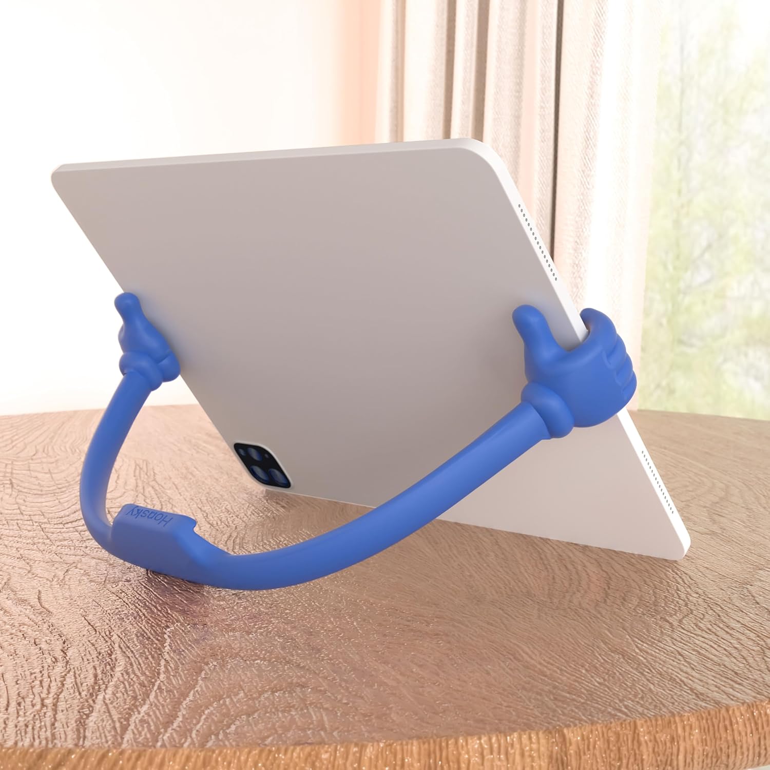 Honsky Adjustable Tablet Stand, Portable Phone Holder for Desk Bed - Multi-Angle Drawing Stand Compatible with All Tablets (Blue & Black)