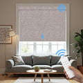 Motorized Roller Blinds with Remote, 100% Blackout Automatic Roller Shades for Bedroom, Bathroom, and Living Room, Customized Size, Cloud Shadow Brown