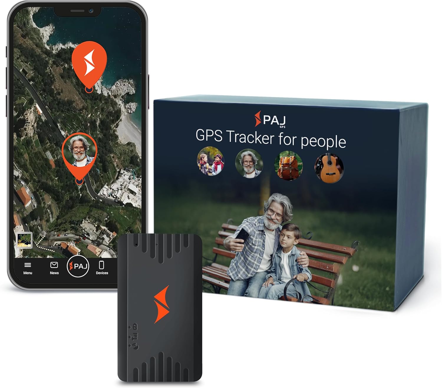 PAJ GPS - People Finder 4G - Mini GPS Tracker for Children and Elderly People - Up to 5 Days Battery Life - Small Tracking Device with Real-Time Location, Alarm Notifications - Suitable for Dementia