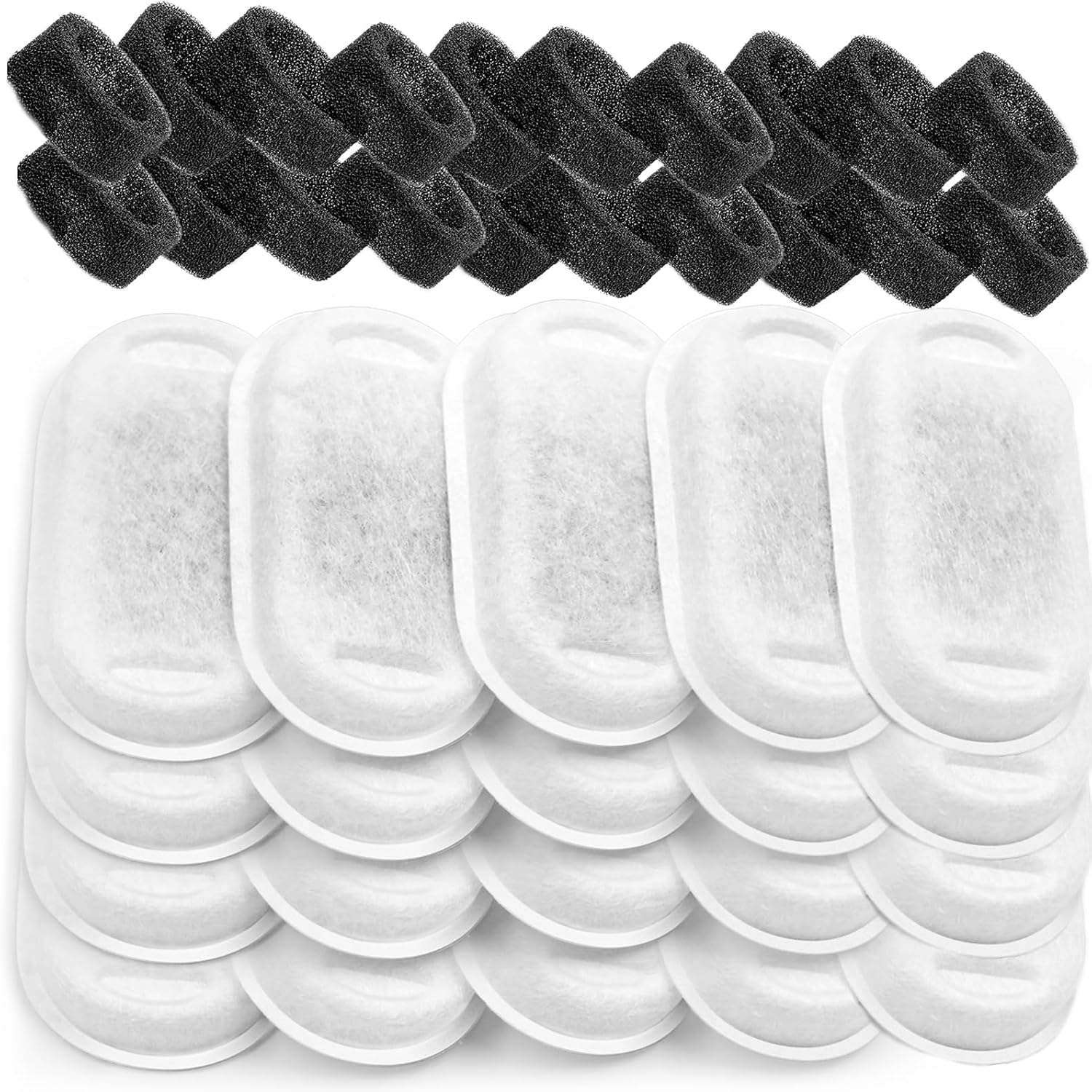 Cat Water Fountain Filters for Stainless Steel 67oz/2L Adjustable Water Flow Pet Fountain, 20 Pack Pet Replacement Filters with 20 Sponges