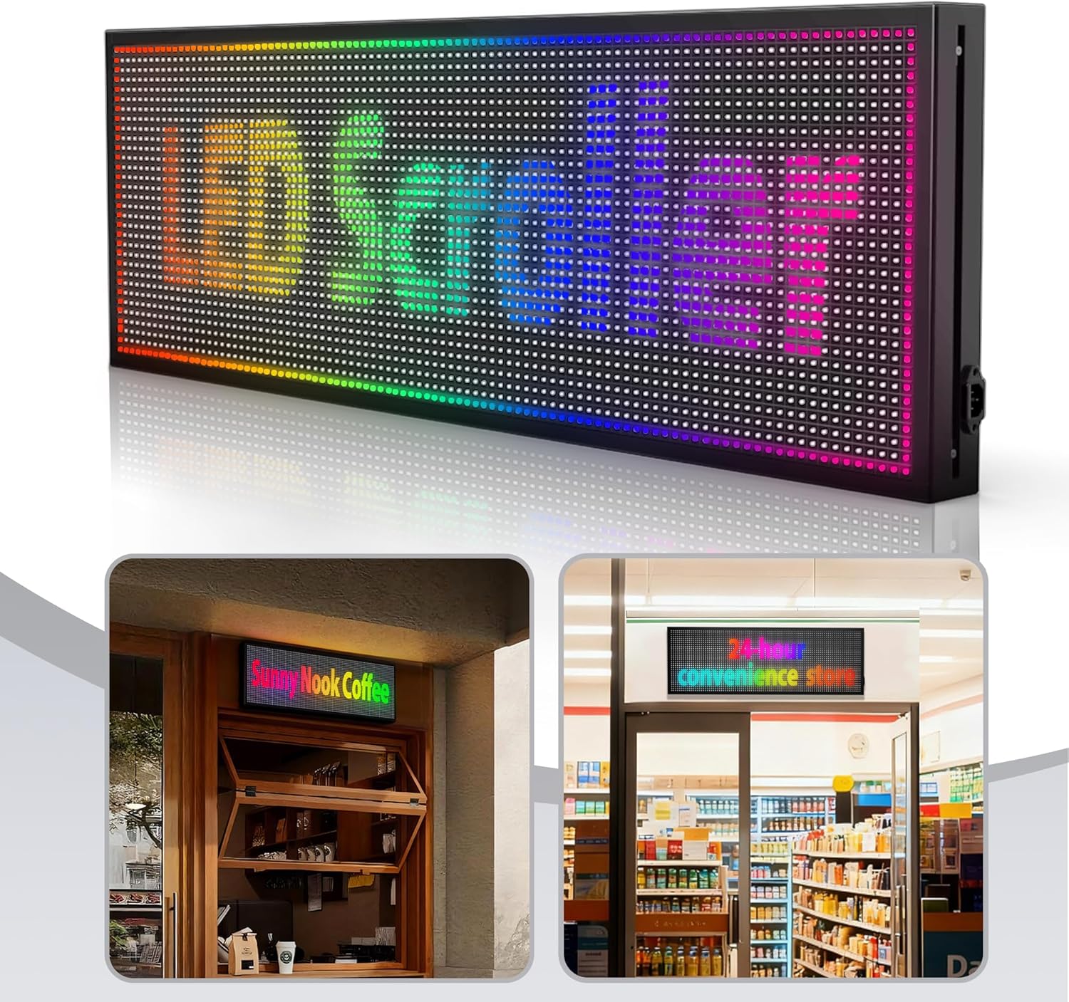 ‌Kochenkore P10 Programmable LED Sign, 39"x 8" Scrolling Display, Waterproof Outdoor Digital Open Signage with WiFi Control, Indoor RGB Advertising Custom Message Board for Business & Store Signs
