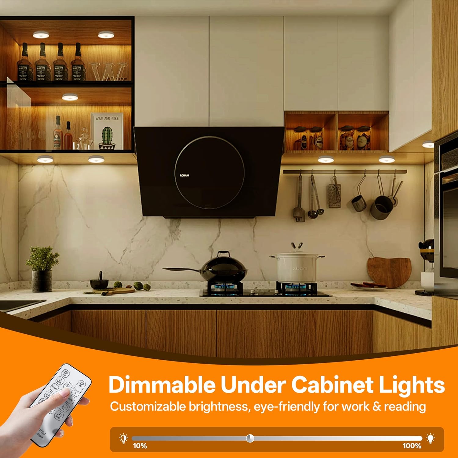 Homelist 3 Pack Under Cabinet Lighting Plug in, Motion Sensor Lights Indoor with Remote Control, LED Wired Stick-On Closet Lights for Kitchen/Shelf/Bar/Cupboard