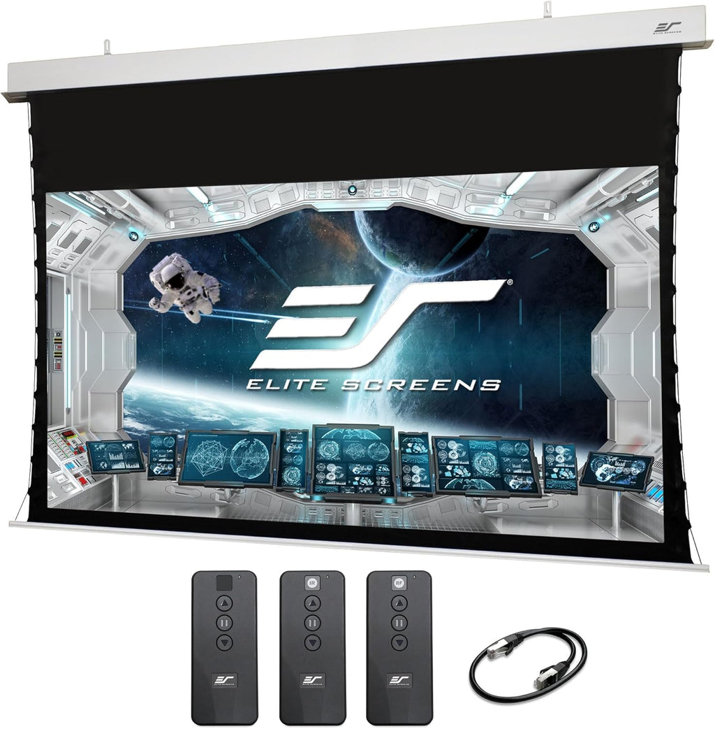 Elite Screens Evanesce Tab-Tension B CineGrey 5D, 106-inch 16:9, in Ceiling Concealed Electric Motorized Drop Down Projector Screen w Ambient Light Rejecting CG5D Projection Material, ETB106HD5-E16