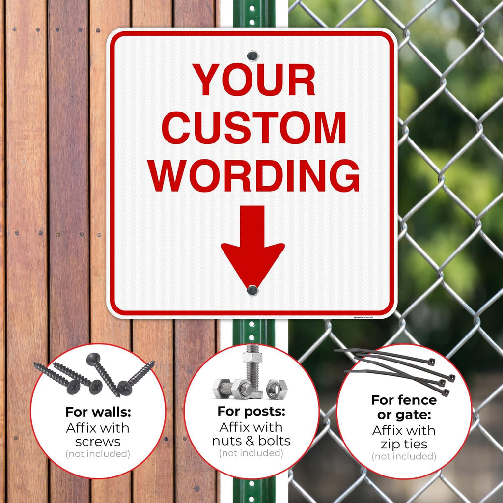 Custom Personalized, with Down Arrow Sign, 36x36 Inches, 3M EGP Reflective.080 Aluminum, Fade Resistant, Made in USA,