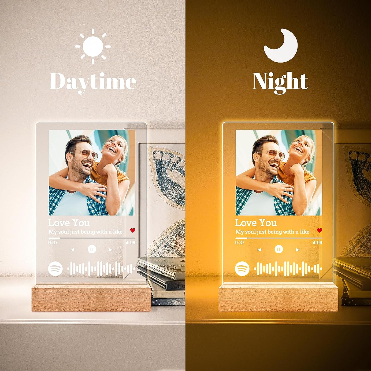 Custom Spotify Plaque, Customized Acrylic Song Plaque Photo Frame, Personalized Picture Frame, Personalized Anniversary Birthday Valentines Day Gifts for Women Men Her Him Girlfriend Boyfriend Couple