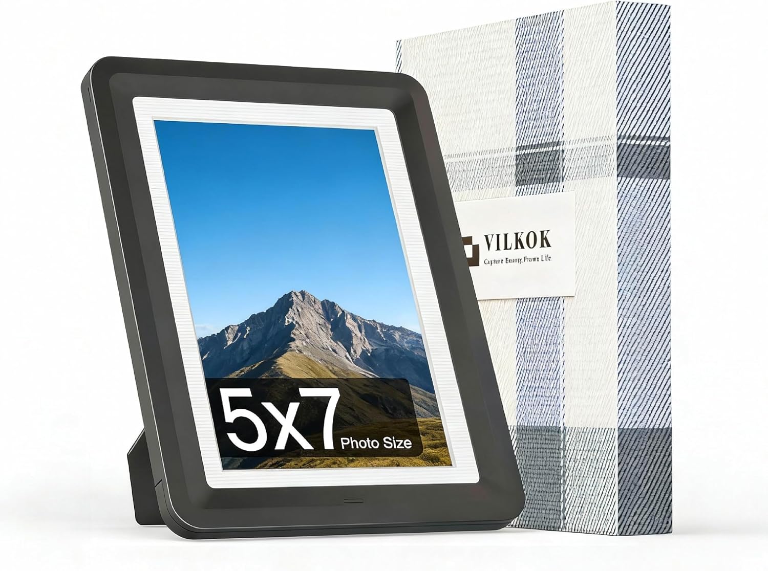 1-Pack 5x7 Black Picture Frame, Clear Acrylic Photo Frame with White Mat for 4x6 Photos, One-Piece Shatterproof & Tool-Free Design, UV-Resistant Waterproof Tabletop Frame for Home Office Decor