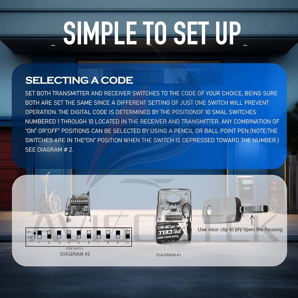2 for Multi-Code 3089 MultiCode 308911 Linear MCS308911, 300MHZ 10 Dip Switch Gate Opener Remote (3-Year-Warranty)