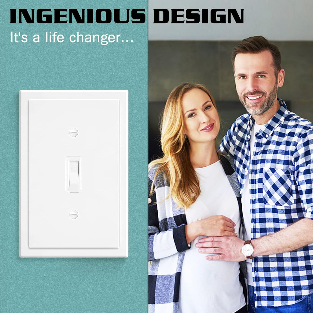 1-Gang Modern Edge Decorative Wall Plate Cover Switch Outlet Single Toggle Electrical Faceplate for Light Switches, Smart Switch, GFCI, Dimmers, Receptacle, USB Outlet (4 Pack, Single Toggle)