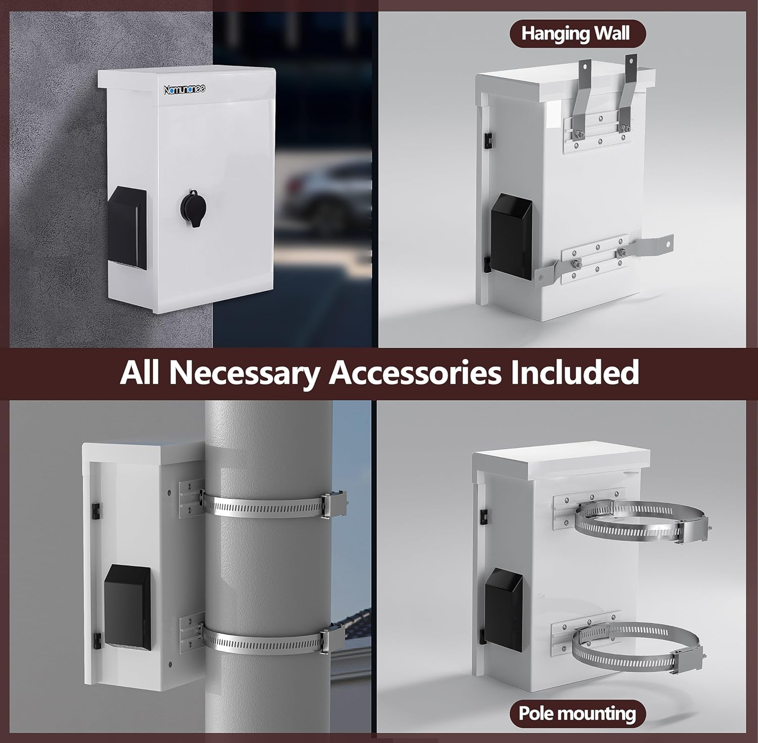 Outdoor Electrical Box with Thermostat and Fan, Cold-Rolled Steel Plate, Aluminum Alloy Back Beam, One-Piece Ventilation Design, IP65 Waterproof, Wall/Pole Mounted. (17.7" x 13.7" x 7.9")