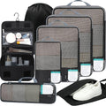 BAGAIL 4 Set/6 Set/8 Set Compression Packing Cubes Travel Accessories Expandable Packing Organizers (Half Mesh, 8-Jet Black)