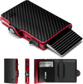 Conceal Plus Mens Wallet Credit Card Holder, Smart Pop Up RFID Wallet, Slim Minimalist Carbon Fiber Front Pocket Card Case, Compact Travel Wallet RFID Blocking, Holds 4-6 Standard Cards Plus Cash & ID