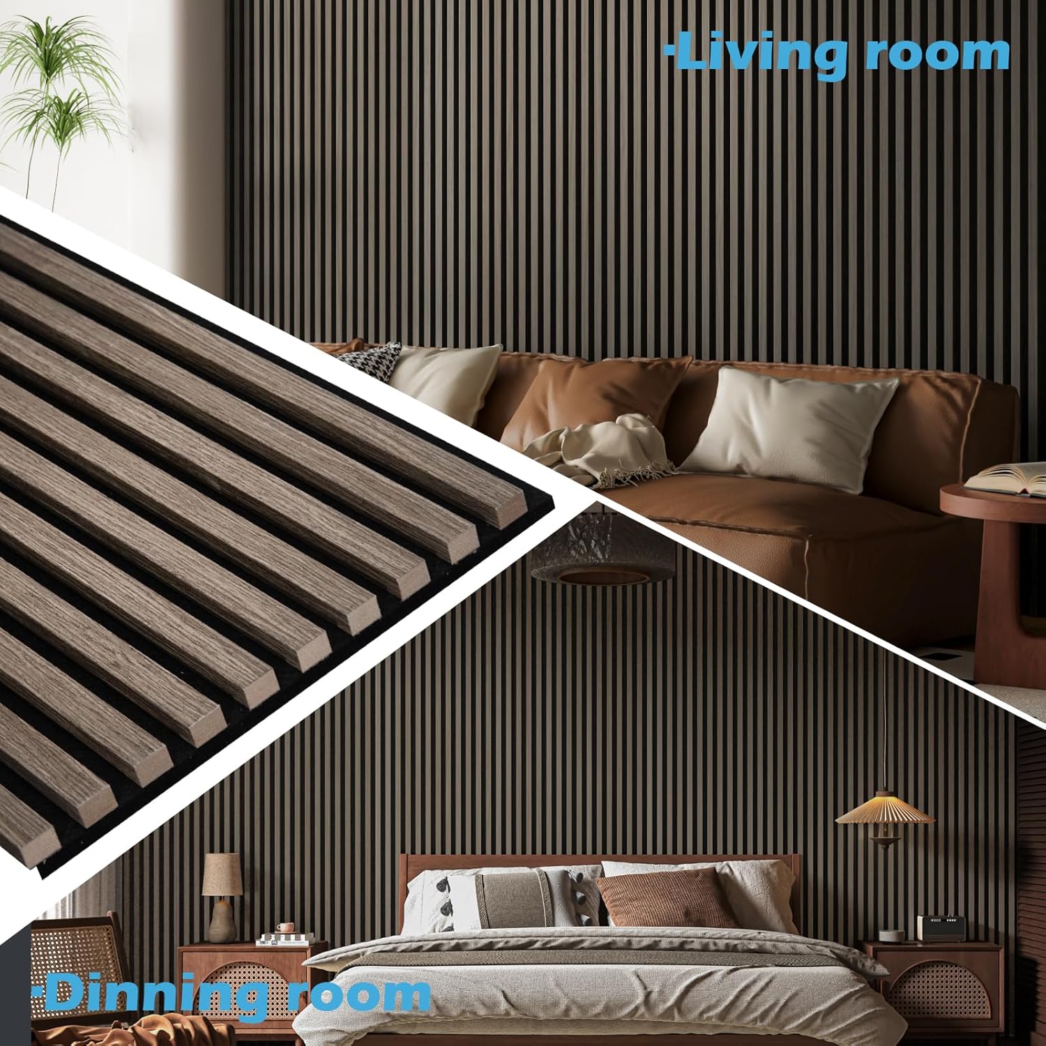 Art3d 4-Pack 108" x 12" Acoustic Wood Panels for Wall, Soundproof Wood Slat Panel for Wall and Ceiling, 3D Fluted Sound Absorbing Paneling for Interior Wall Decor, Living Room, Bedroom - Walnut
