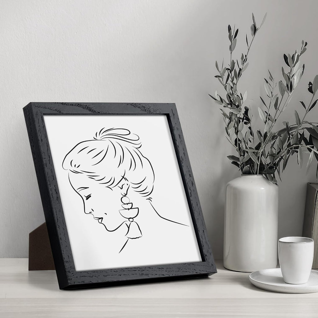 Fun Memories 8x8 Oak Wood Picture Frame in Black, 8"x8" Photo Frame for Wall, Square Frames 8x8 with Stand for Tabletop Display, Real Tempered Glass, 8 x 8 Picture Frames (Black Color, 1 Pack)