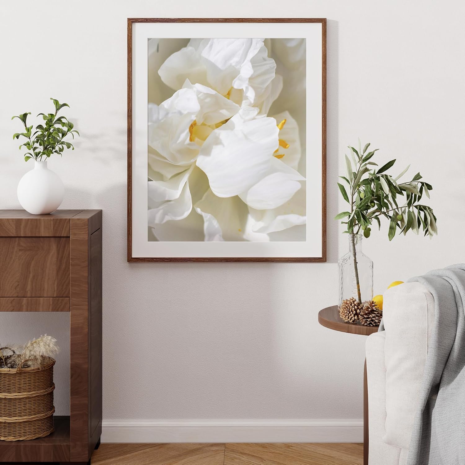 Oak Wood Frame 26x32 with Tempered Real Glass and Mat for 22x28 (Walnut Color, 1 Pack)
