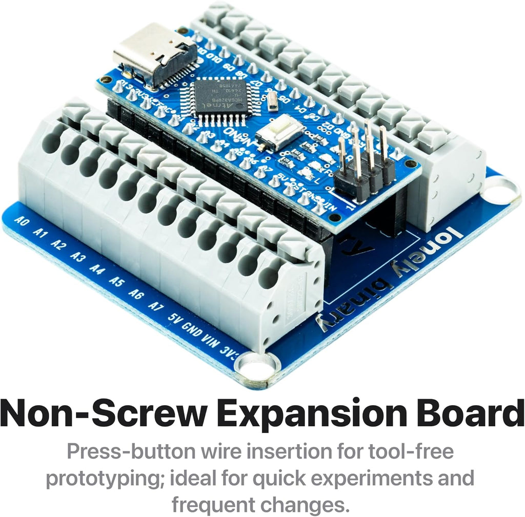 3-Pack Nano V3.0 Development Board Expansion Kit, 3 x Nano V3.0 Type-C & 3X Versatile Expansion Board (Screw, Non-Screw, 2.54mm) Compatible with Arduino IDE Prototyping Projects