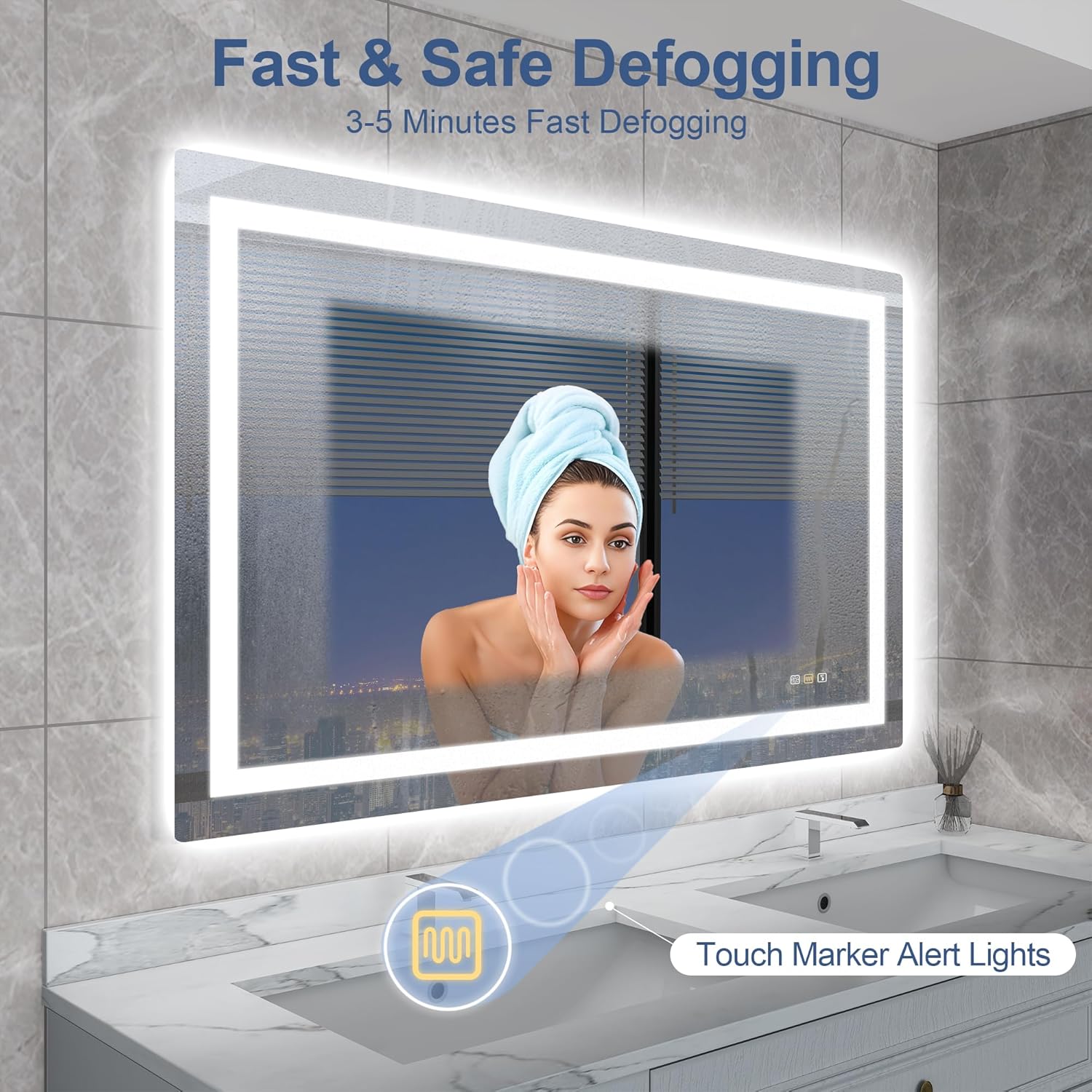 STARLEAD Led-Bathroom-Mirror-with-Lights, 24"X32" Wall-Mounted with 3 Colors Dimmable Light, Bluetooth Speaker, Anti-Fog, Memory, Tempered Glass, Front & Backlit (Horizontal/Vertical)