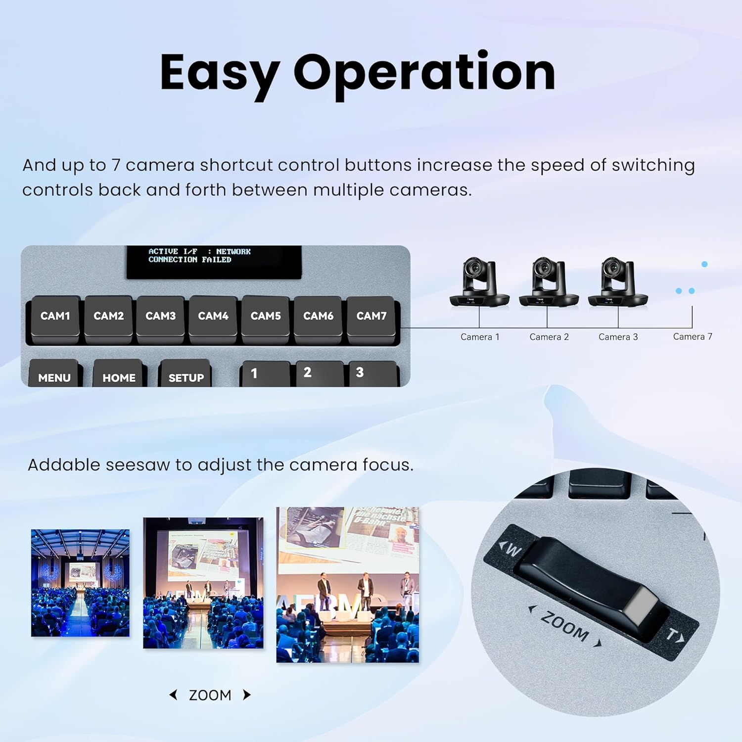 iuZee PTZ Camera Controller 4D Joystick PoE IP PTZ Keyboard with Controller 2.8" LCD Screen, Support VISCA PELCO-P PELCO-D RS422 RS485 RS232 RJ45, for Live Streaming Meeting/Church Service/Education