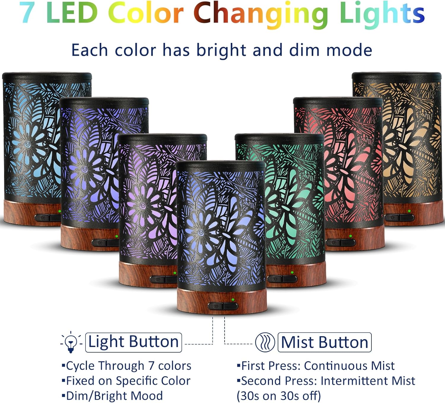 Essential Oil Diffuser Aromatherapy Diffuser - Metal Aroma Diffuser for Home 150ml Ultrasonic Cool Mist Diffuser with 7 Colors Light Auto Shut-Off Protection for Home Office Decor & Gift (Dragonfly)