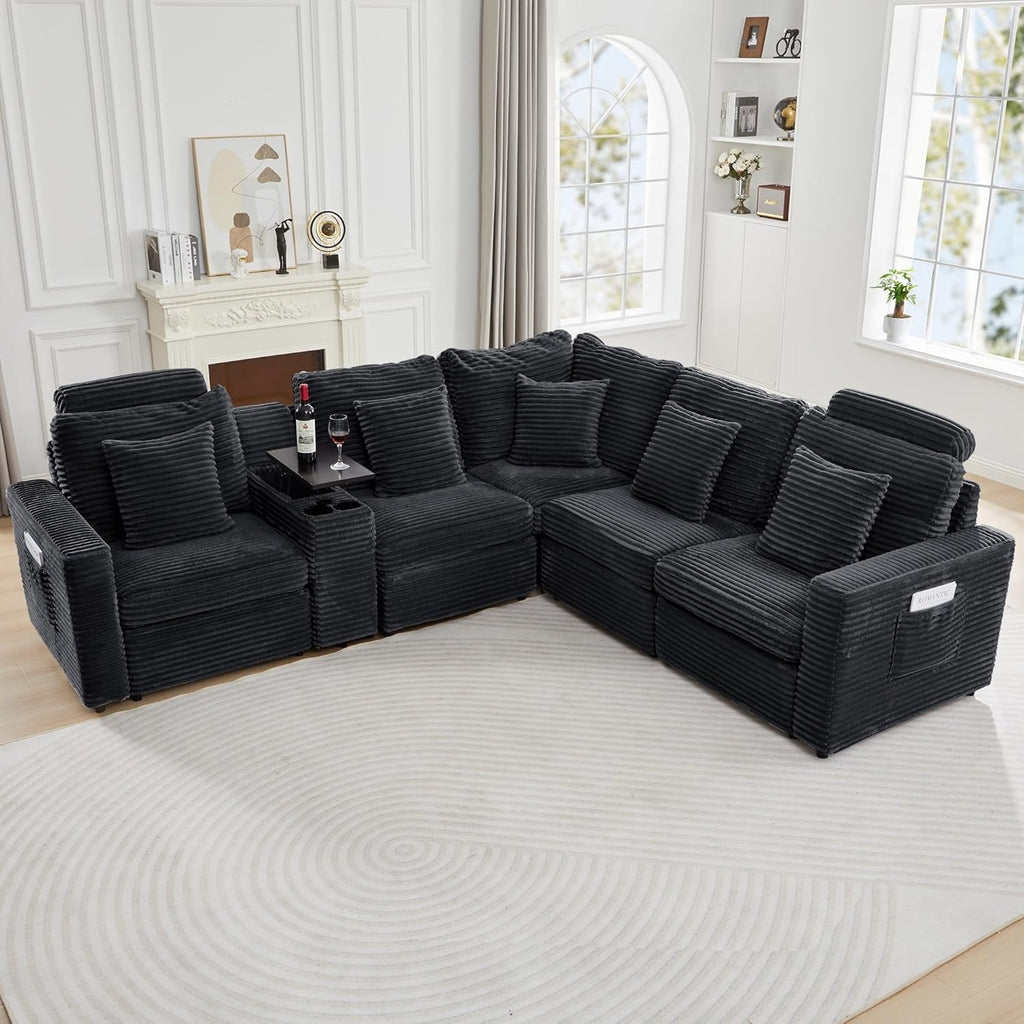 LEVNARY Modular Armless Chair Set of 2, Faux Rabbit Fur Upholstered Single Seat for Sectional Sofa Expansion (Black)