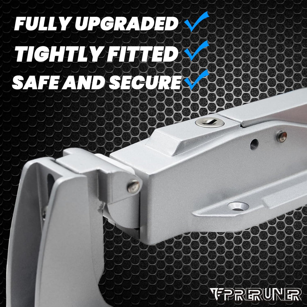 Walk in Cooler Door Closer Complete Latch Kit, Walk in Cooler Door Handle Radial Latch, Offset -1/5 In-3/5 in(Offset) and 5.9" Solid Metal Interior Release Handle (Foggy White)