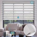 SmartWings Motorized Zebra Shades Compatible With HomeKit, Alexa SmartThings Google, Remote Control Light Filtering Sheer Shade, 50% Blackout Roller, Smart Home/Office, Light Grey, Customized