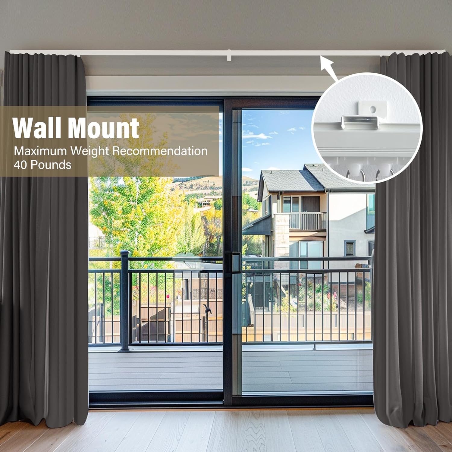 Ceiling Curtain Tracks,Curtain Track Wall Mount,Track Curtains Rod Ceilings Mount Heavy Duty Ceiling Tracks for Curtains Room Divider Rod with Hooks,White 3-12ft