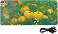 Heated Desk Pad Mouse Pad 31.5x13 Inch PU Leather Desk Mat with 3 Heat Levels Large Mouse Gaming Computer Laptop Mat Yellow Pumpkin Flower Tree