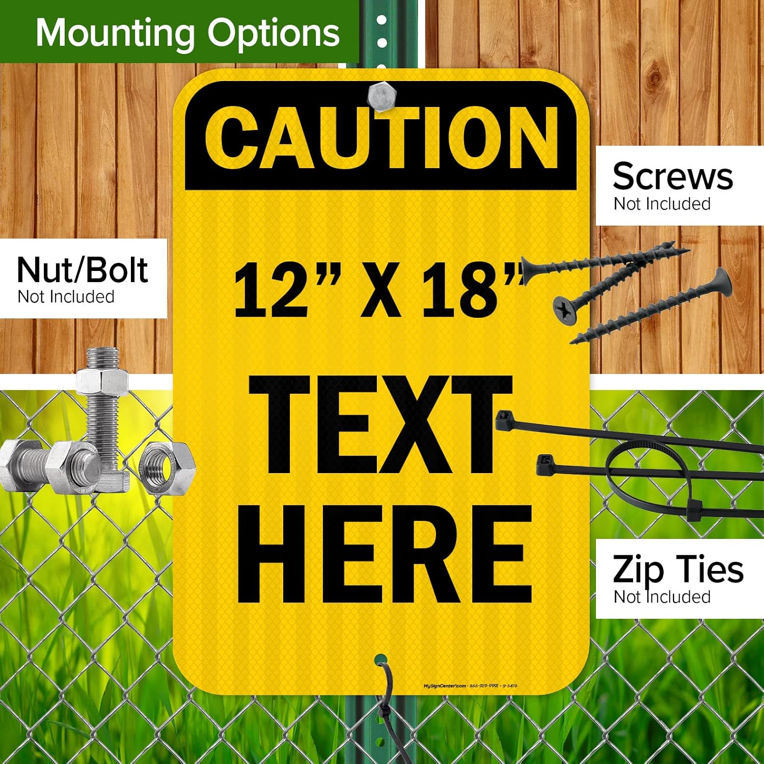 Custom Caution Sign, OSHA Sign, 12x18 Inches, 3M EGP Reflective, Rust Free .063 Aluminum, Fade Resistant, Made in USA by My Sign Center