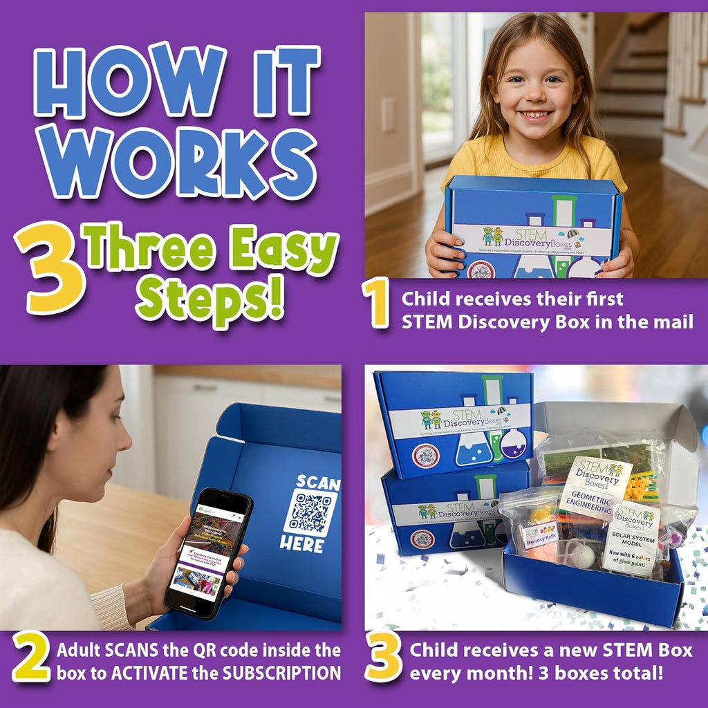 3-Month STEM Science Kit for Kids Ages 7–12 | 3 Hands-On Projects per Box | Educational Science & Engineering Activities | Ships Monthly