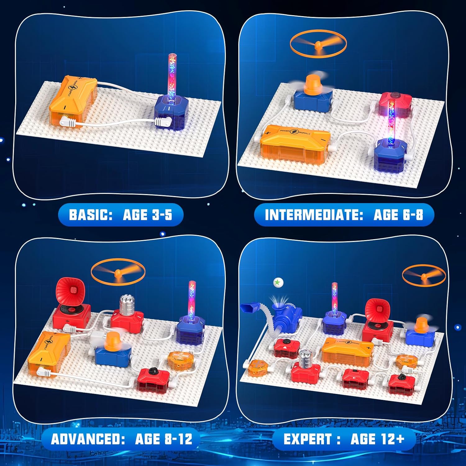 Science Kits for Kids Electronics Exploration Kit with 260+ Circuit Projects, Physics Experiments Circuit Board STEM Educational Toy for Boys Girls Ages 3 4 5 6 7 8 9 10 11 12+
