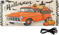 Heated Desk Pad Mouse Pad 31.5x13 Inch PU Leather Desk Mat with 3 Heat Levels Large Mouse Gaming Computer Laptop Mat Halloween Plaid Pumpkin Bat