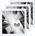 KTKDE 8x8 Picture Frame Set of 3, White Wooden frames, Wall Hanging for Tapletop Display, Best Square Photo Frame Studio Gallery for Photos, Posters & Art Prints