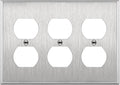ENERLITES Duplex Receptacle Metal Wall Plate, Stainless Steel Switch Outlet Cover, Corrosion Resistant, Size 3-Gang 4.50" x 6.38", UL Listed, 7723, 430 Stainless Steel, Silver