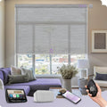 Graywind Motorized Light Filtering Shades Compatible with Alexa Google Hardwired WiFi Smart Half Shading Remote Control Automated Blinds Electric Window Shades, Custom Size (Mixwave Grey)