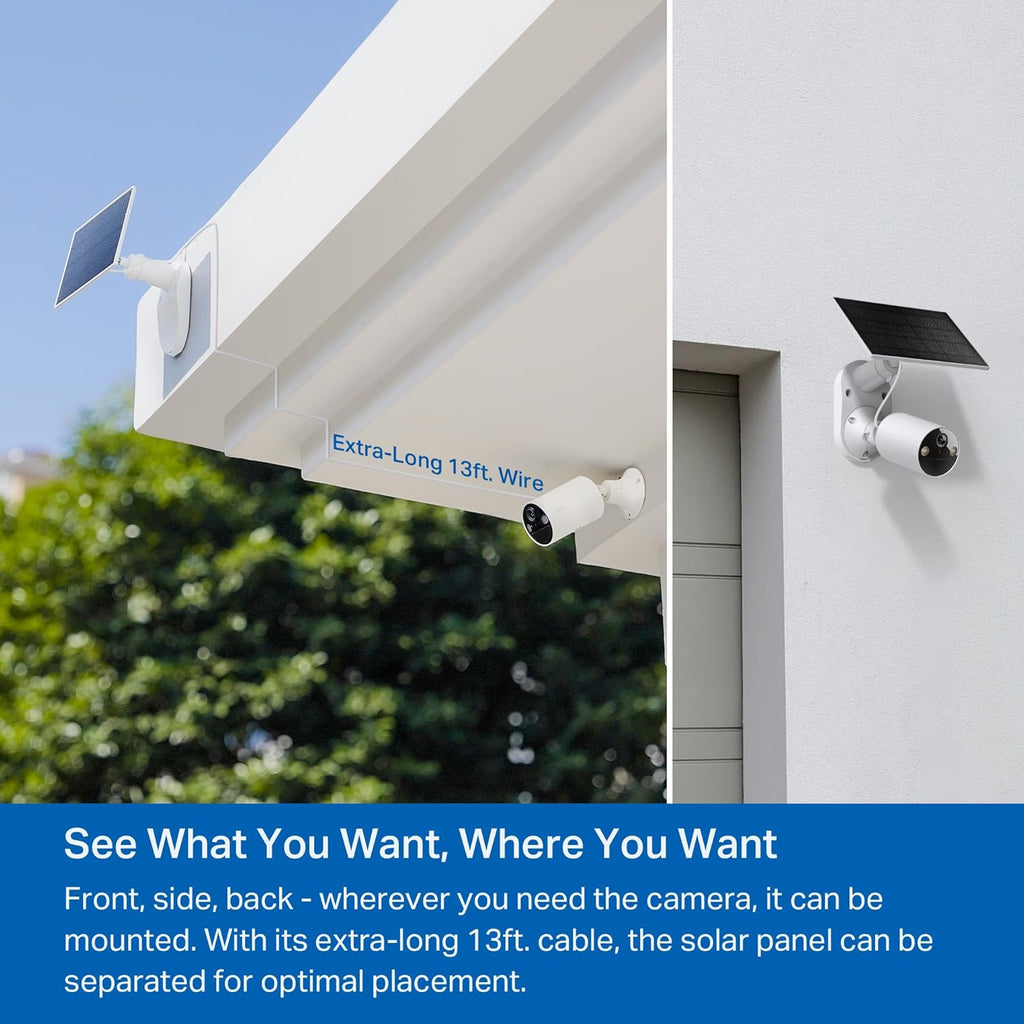 Tapo TP-Link 𝗧𝗮𝗽𝗼 SolarCam C402 Kit, Outdoor Battery Camera w/Solar Panel Base, Wireless, 1080P, Free Person Detection, SD/Cloud Storage, Color Night Vision, No Hub Needed, Works w/Alexa